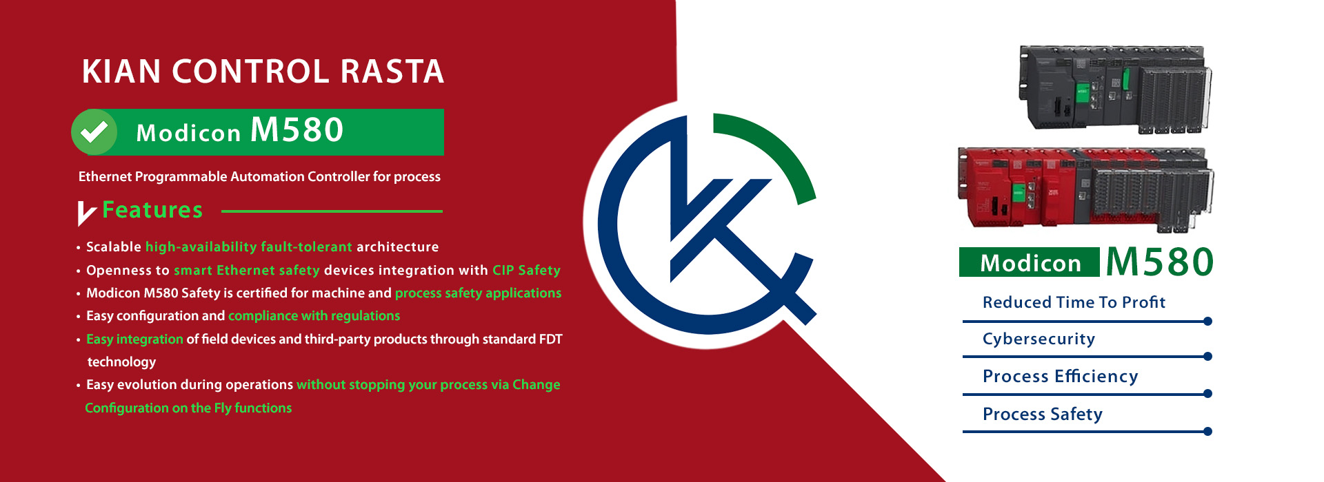 پی‌ال‌سی Schneider Modicon M580 کنترلر اتوماسیون صنعتی | کیان کنترل رستا